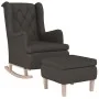 Sillón con patas mecedoras y taburete de tela gris oscuro de vidaXL, Sillones - Ref: Foro24-3121273, Precio: 265,26 €, Descue...