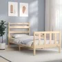 Bed frame with solid wood headboard 90x200 cm by vidaXL, Beds and slatted bases - Ref: Foro24-3192021, Price: 86,26 €, Discou...