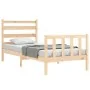 Bed frame with solid wood headboard 90x200 cm by vidaXL, Beds and slatted bases - Ref: Foro24-3192021, Price: 86,26 €, Discou...