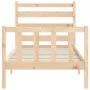Bed frame with solid wood headboard 90x200 cm by vidaXL, Beds and slatted bases - Ref: Foro24-3192021, Price: 86,26 €, Discou...
