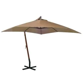 Hanging umbrella with solid fir wood pole in taupe grey 3x3m by vidaXL, Umbrellas - Ref: Foro24-313775, Price: 138,87 €, Disc...