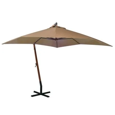 Hanging umbrella with solid fir wood pole in taupe grey 3x3m by vidaXL, Umbrellas - Ref: Foro24-313775, Price: 138,87 €, Disc...