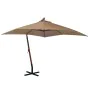 Hanging umbrella with solid fir wood pole in taupe grey 3x3m by vidaXL, Umbrellas - Ref: Foro24-313775, Price: 138,87 €, Disc...
