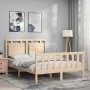 Bed frame with solid wood headboard 120x200 cm by vidaXL, Beds and slatted bases - Ref: Foro24-3192161, Price: 121,86 €, Disc...