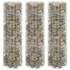 Circular gabion bed 3 units galvanized steel Ø30x100 cm by vidaXL, Pots and planters - Ref: Foro24-152020, Price: 56,48 €, Di...