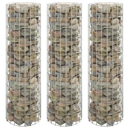 Circular gabion bed 3 units galvanized steel Ø30x100 cm by vidaXL, Pots and planters - Ref: Foro24-152020, Price: 56,48 €, Di...
