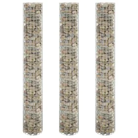 Rundes Gabionenbett 3 Einheiten aus verzinktem Stahl Ø30x200 cm von vidaXL, Töpfe und Pflanzgefäße - Ref: Foro24-152022, Prei...