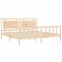 Bed frame with solid wood headboard 200x200 cm by vidaXL, Beds and slatted bases - Ref: Foro24-3192186, Price: 174,66 €, Disc...