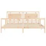 Bed frame with solid wood headboard 200x200 cm by vidaXL, Beds and slatted bases - Ref: Foro24-3192186, Price: 174,66 €, Disc...