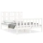 White solid wood bed frame with headboard 140x200 cm by vidaXL, Beds and slatted bases - Ref: Foro24-3192232, Price: 136,62 €...