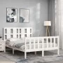 Weißer Massivholzbettrahmen mit Kopfteil 140x200 cm von vidaXL, Betten und Lattenroste - Ref: Foro24-3192232, Preis: 136,60 €...