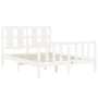 White solid wood bed frame with headboard 140x200 cm by vidaXL, Beds and slatted bases - Ref: Foro24-3192232, Price: 136,62 €...