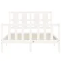 Weißer Massivholzbettrahmen mit Kopfteil 140x200 cm von vidaXL, Betten und Lattenroste - Ref: Foro24-3192232, Preis: 136,60 €...