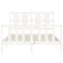 White solid wood bed frame with headboard 140x200 cm by vidaXL, Beds and slatted bases - Ref: Foro24-3192232, Price: 136,62 €...