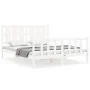 Weißer Massivholzbettrahmen mit Kopfteil 160x200 cm von vidaXL, Betten und Lattenroste - Ref: Foro24-3192242, Preis: 153,59 €...