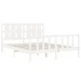 Weißer Massivholzbettrahmen mit Kopfteil 160x200 cm von vidaXL, Betten und Lattenroste - Ref: Foro24-3192242, Preis: 153,59 €...