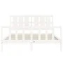Weißer Massivholzbettrahmen mit Kopfteil 160x200 cm von vidaXL, Betten und Lattenroste - Ref: Foro24-3192242, Preis: 153,59 €...