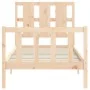 Bed frame with solid wood headboard 90x200 cm by vidaXL, Beds and slatted bases - Ref: Foro24-3192216, Price: 96,15 €, Discou...