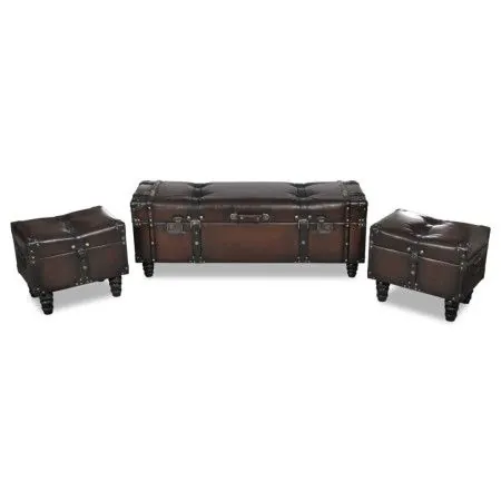 3-teiliges Set brauner Aufbewahrungsbänke von vidaXL, Bänke für Hallen und Lager - Ref: Foro24-240551, Preis: 263,19 €, Rabat...