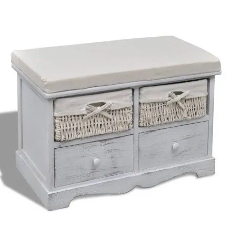 White Paulownia wood storage bench 62x33x42 cm by vidaXL, Benches for halls and storage - Ref: Foro24-240790, Price: 123,98 €...