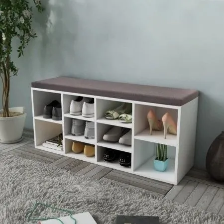 White shoe rack with 10 compartments by vidaXL, Benches for halls and storage - Ref: Foro24-242554, Price: 96,65 €, Discount: %