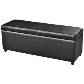 Banco largo de almacenamiento de madera negro de vidaXL, Bancos para recibidores y almacenamiento - Ref: Foro24-241063, Preci...