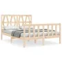 Bed frame with solid wood headboard 140x190 cm by vidaXL, Beds and slatted bases - Ref: Foro24-3192471, Price: 134,64 €, Disc...