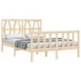 Bed frame with solid wood headboard 140x190 cm by vidaXL, Beds and slatted bases - Ref: Foro24-3192471, Price: 134,64 €, Disc...