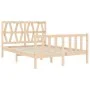 Bed frame with solid wood headboard 140x190 cm by vidaXL, Beds and slatted bases - Ref: Foro24-3192471, Price: 134,64 €, Disc...