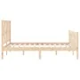 Bed frame with solid wood headboard 140x190 cm by vidaXL, Beds and slatted bases - Ref: Foro24-3192471, Price: 134,64 €, Disc...