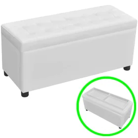 Aufbewahrungshocker aus weißem Kunstleder von vidaXL, Bänke für Hallen und Lager - Ref: Foro24-242406, Preis: 95,65 €, Rabatt: %
