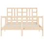 Estructura de cama con cabecero madera maciza 140x190 cm de vidaXL, Camas y somieres - Ref: Foro24-3191951, Precio: 125,44 €,...