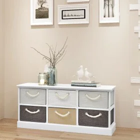 Storage bench with 6 wooden drawers by vidaXL, Benches for halls and storage - Ref: Foro24-242891, Price: 145,44 €, Discount: %