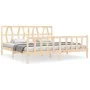 Bed frame with solid wood headboard 200x200 cm by vidaXL, Beds and slatted bases - Ref: Foro24-3192511, Price: 143,84 €, Disc...