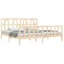 Bed frame with solid wood headboard 200x200 cm by vidaXL, Beds and slatted bases - Ref: Foro24-3192511, Price: 143,84 €, Disc...