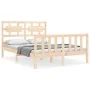 Bed frame with solid wood headboard 120x200 cm by vidaXL, Beds and slatted bases - Ref: Foro24-3192551, Price: 120,81 €, Disc...
