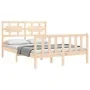 Bed frame with solid wood headboard 120x200 cm by vidaXL, Beds and slatted bases - Ref: Foro24-3192551, Price: 120,81 €, Disc...