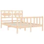 Estructura de cama con cabecero madera maciza 120x200 cm de vidaXL, Camas y somieres - Ref: Foro24-3192551, Precio: 120,81 €,...