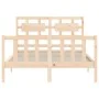 Bed frame with solid wood headboard 120x200 cm by vidaXL, Beds and slatted bases - Ref: Foro24-3192551, Price: 120,81 €, Disc...