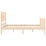 Bed frame with solid wood headboard 120x200 cm by vidaXL, Beds and slatted bases - Ref: Foro24-3192551, Price: 120,81 €, Disc...