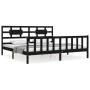 Bed frame with black solid wood headboard 200x200 cm by vidaXL, Beds and slatted bases - Ref: Foro24-3192580, Price: 207,77 €...