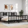 Bed frame with black solid wood headboard 200x200 cm by vidaXL, Beds and slatted bases - Ref: Foro24-3192580, Price: 207,77 €...