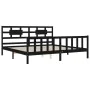 Bed frame with black solid wood headboard 200x200 cm by vidaXL, Beds and slatted bases - Ref: Foro24-3192580, Price: 207,77 €...