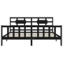 Bed frame with black solid wood headboard 200x200 cm by vidaXL, Beds and slatted bases - Ref: Foro24-3192580, Price: 207,77 €...
