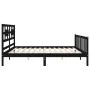 Bed frame with black solid wood headboard 200x200 cm by vidaXL, Beds and slatted bases - Ref: Foro24-3192580, Price: 207,77 €...