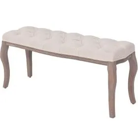 Solid wood and cream white linen bench 110x38x48 cm by vidaXL, Benches for halls and storage - Ref: Foro24-245359, Price: 112...