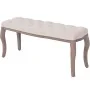 Solid wood and cream white linen bench 110x38x48 cm by vidaXL, Benches for halls and storage - Ref: Foro24-245359, Price: 112...