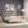 Bed frame with solid wood headboard 160x200 cm by vidaXL, Beds and slatted bases - Ref: Foro24-3192111, Price: 129,36 €, Disc...