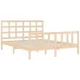 Bed frame with solid wood headboard 160x200 cm by vidaXL, Beds and slatted bases - Ref: Foro24-3192111, Price: 129,36 €, Disc...
