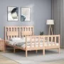 Bed frame with solid wood headboard 120x200 cm by vidaXL, Beds and slatted bases - Ref: Foro24-3192421, Price: 121,30 €, Disc...